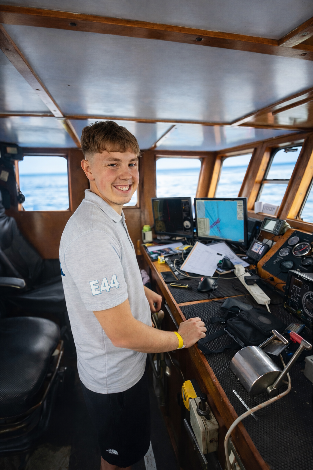 Young skipper at the helm