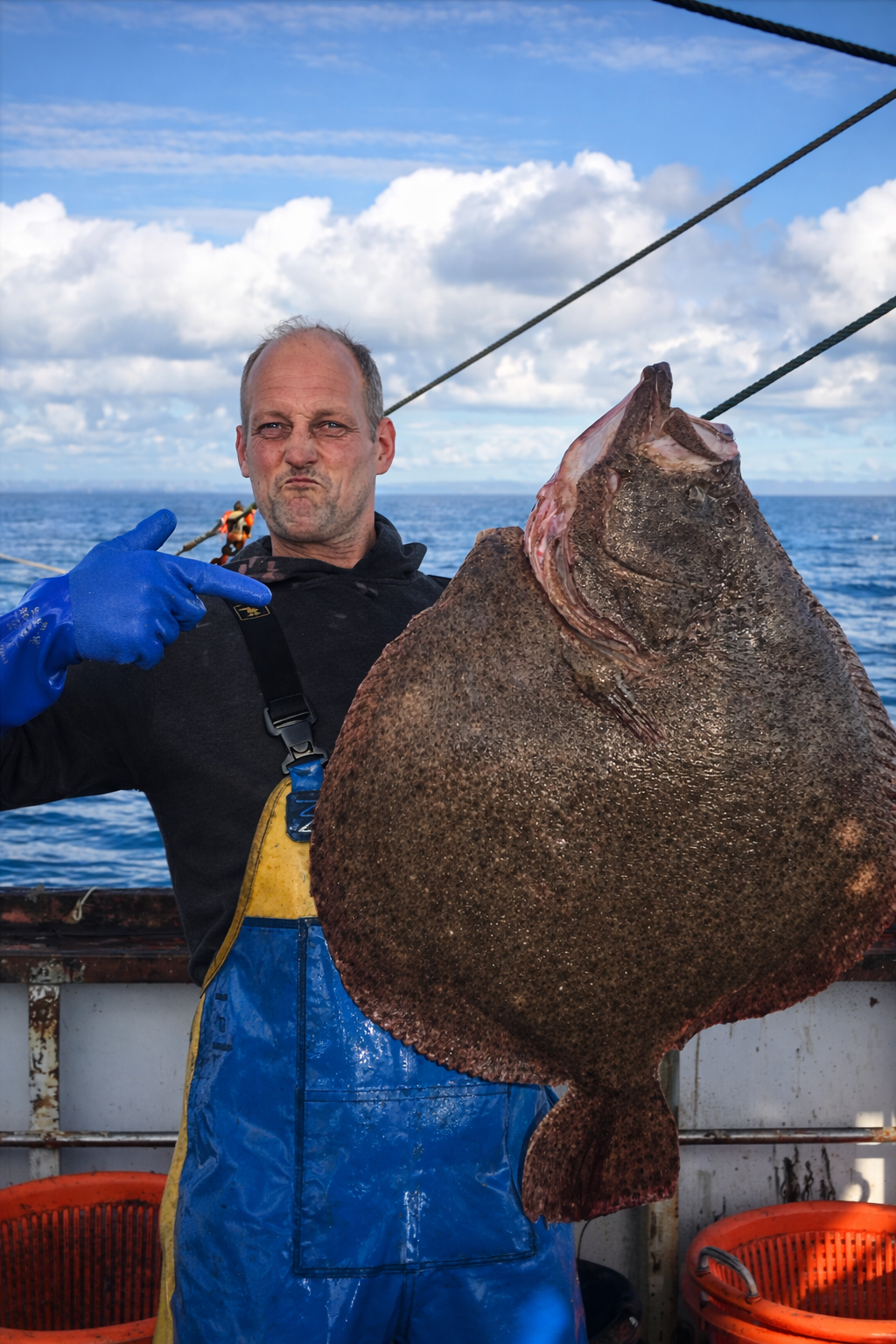 Skipper with a monster flatfish