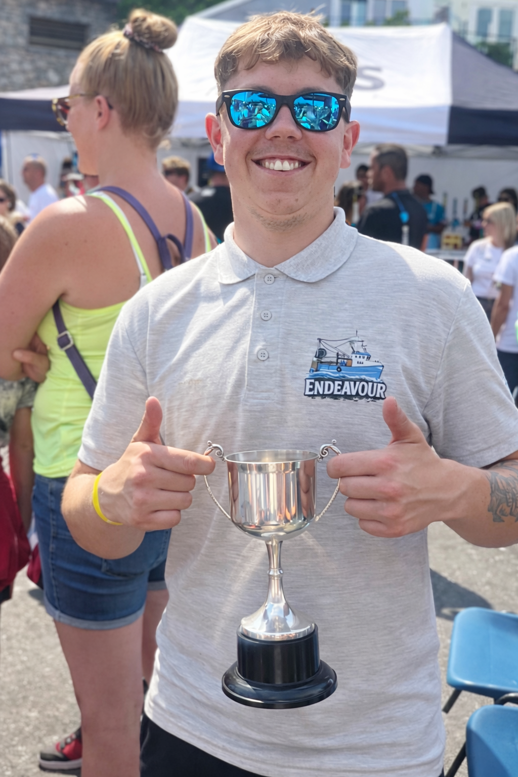 Crew with the Endeavour trophy