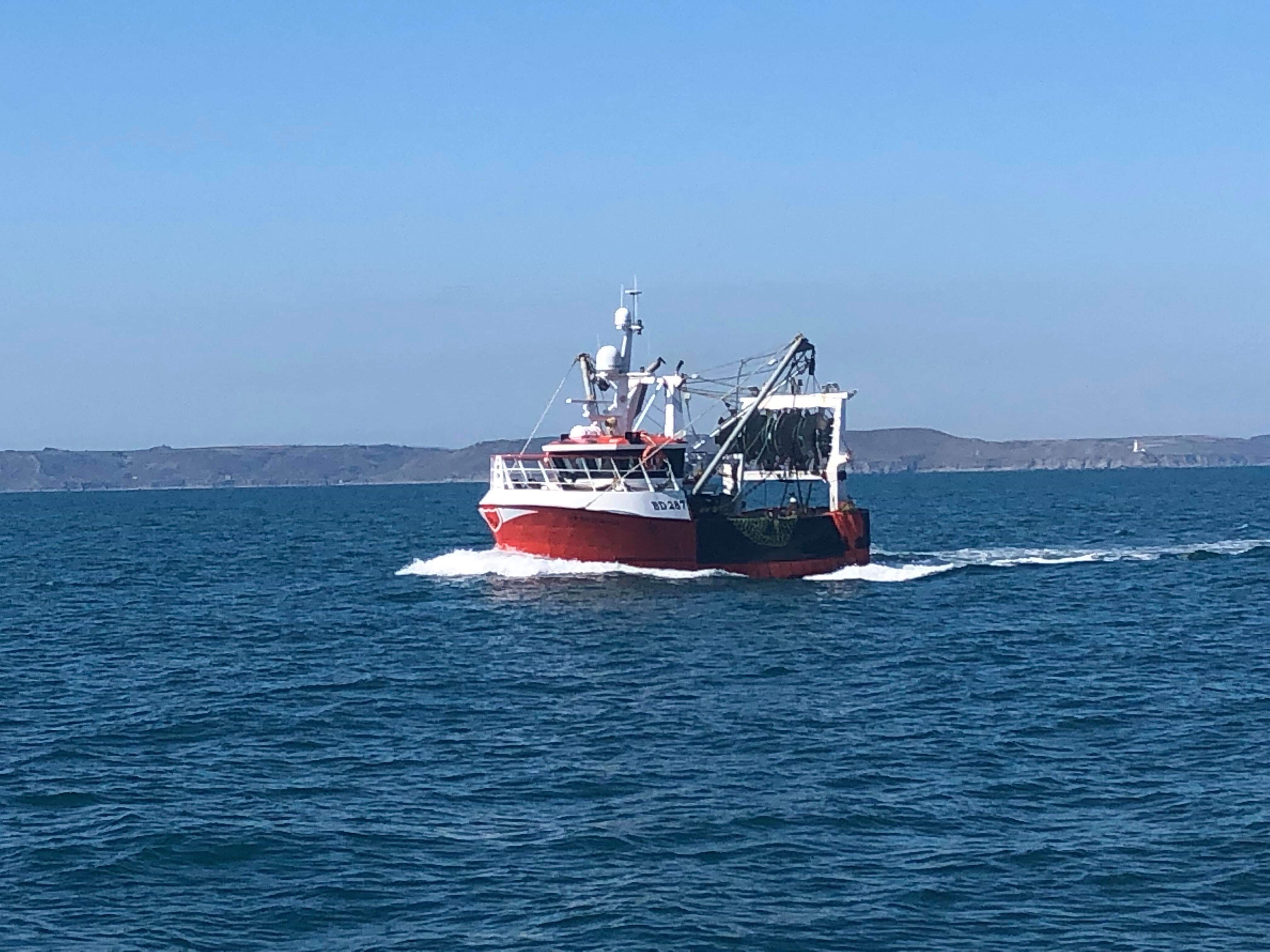 BD287 at sea — Devon coast in the distance