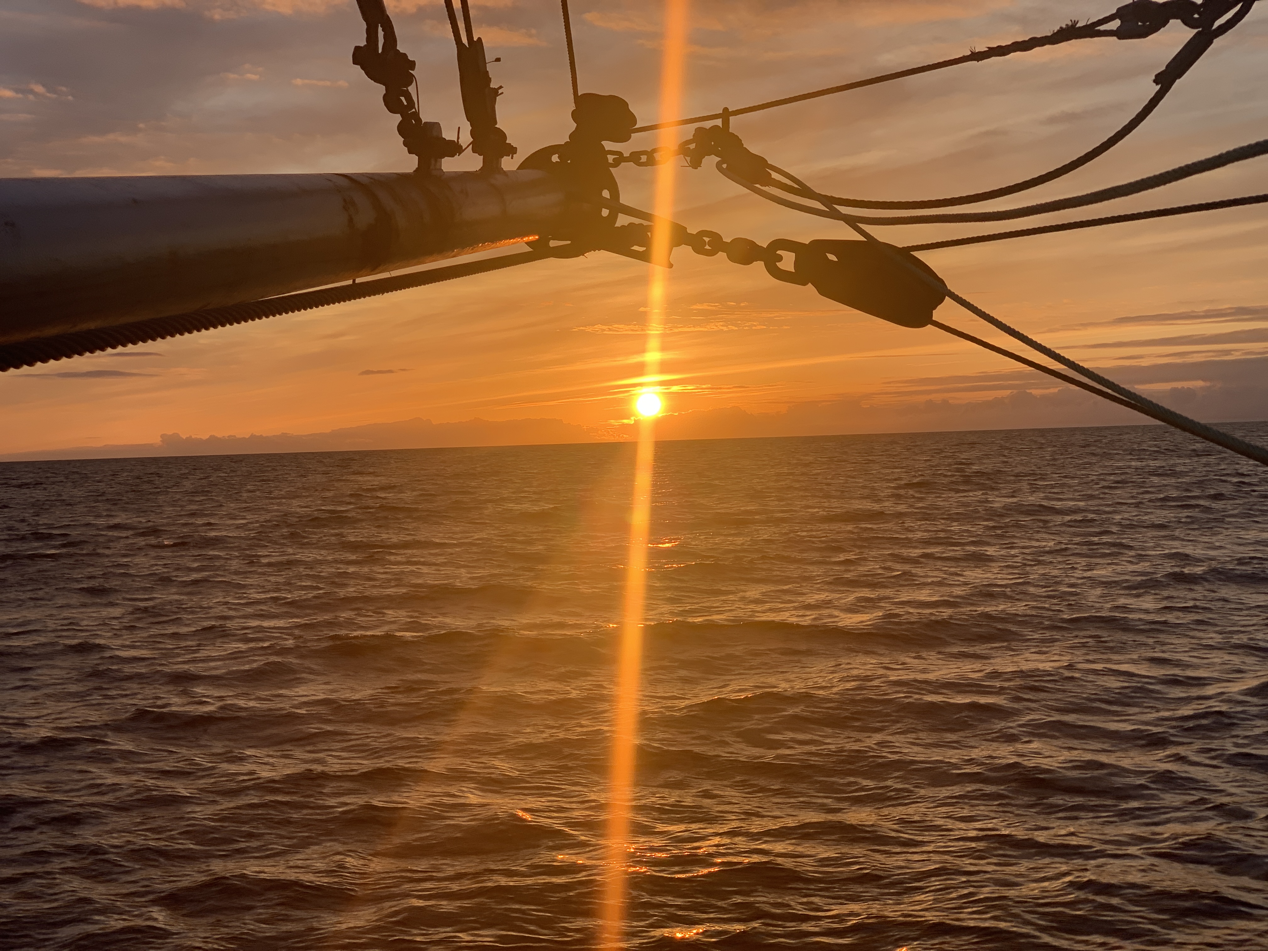 Sunset through deck rigging